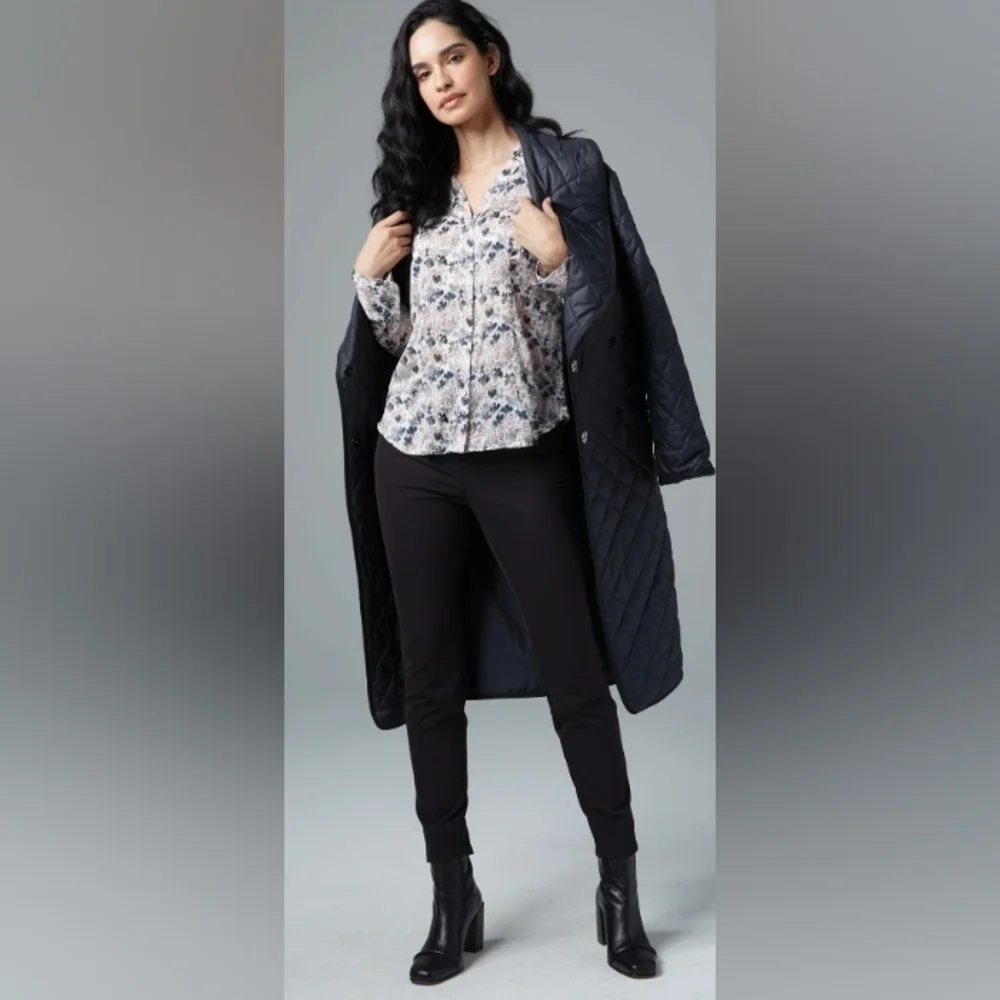 Etcetera Long Quilted Diamond Coat Size Large